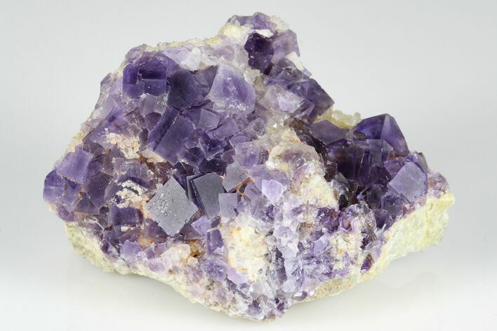 Purple, Cubic Fluorite Crystals with Quartz - Berbes, Spain #183832